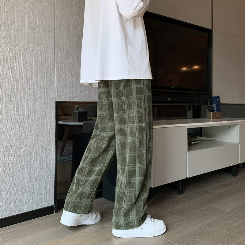 柄 パンツ 古典格子ゆったりワイドパンツ