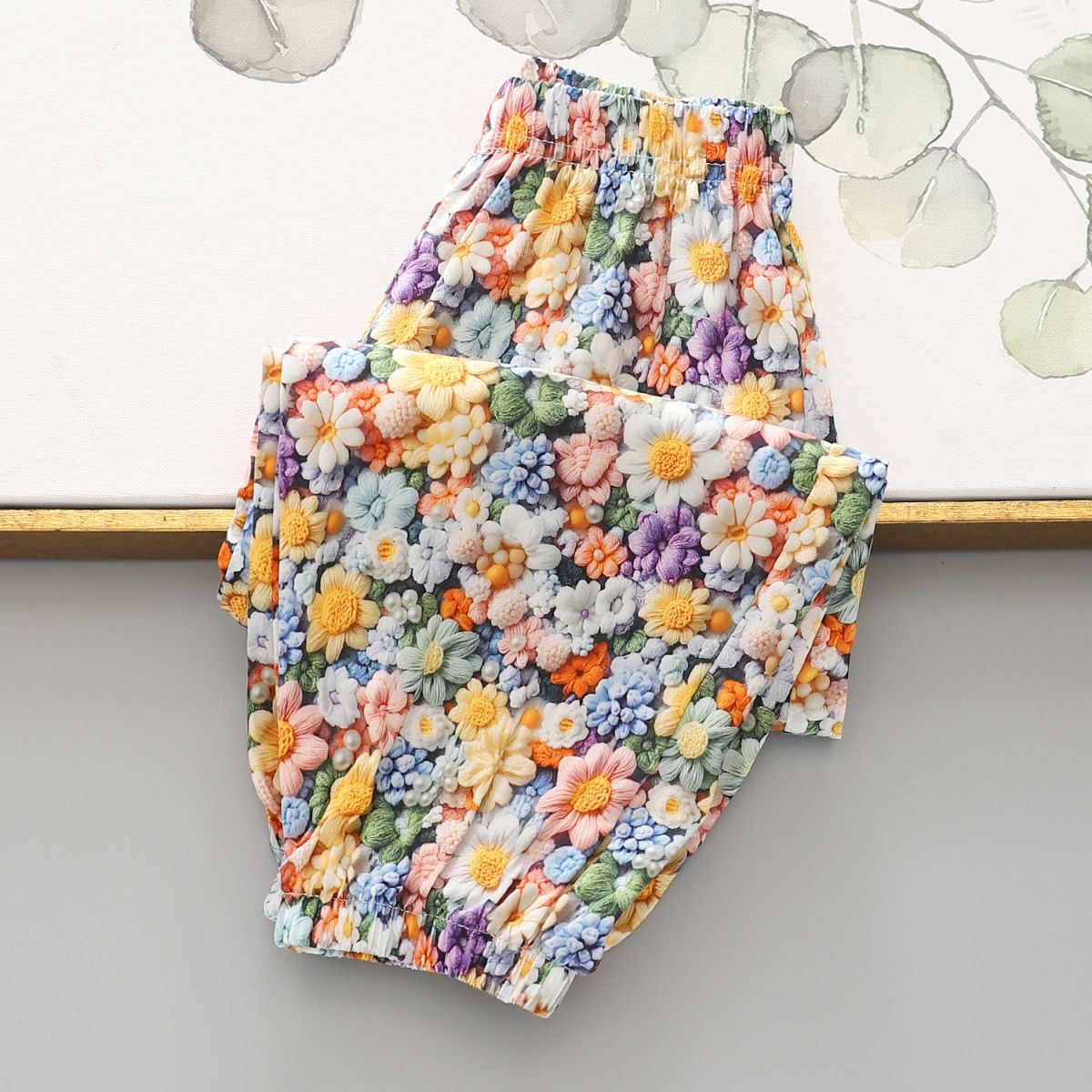 柄 パンツ 立体刺繍の花園ブルマパンツ