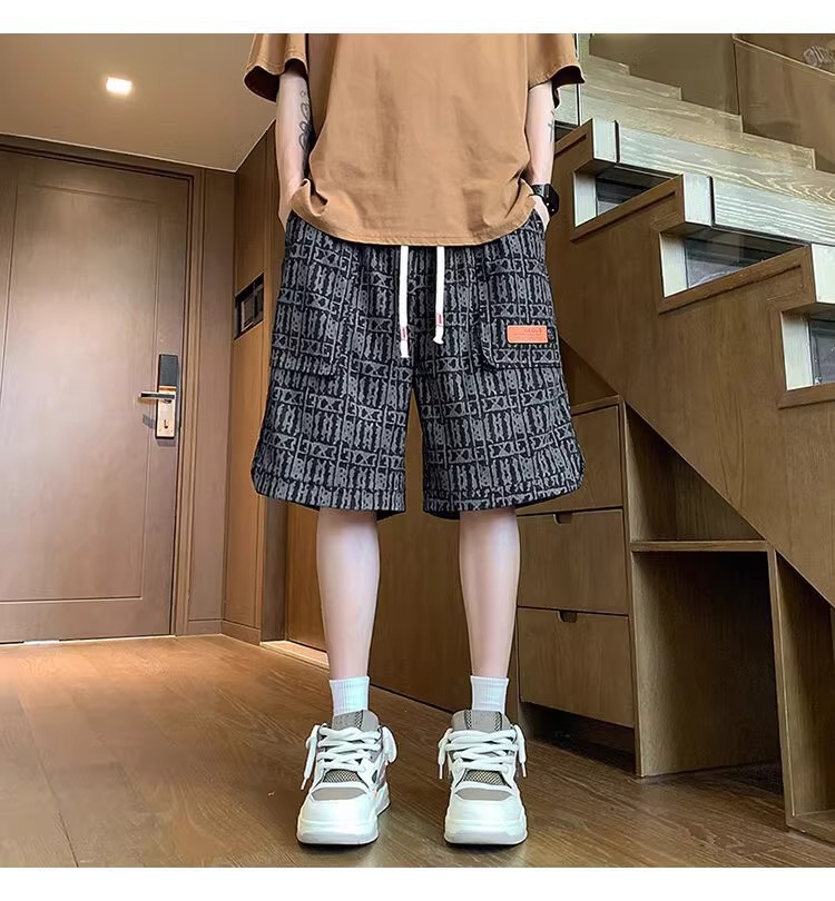 柄 パンツ 幾何学迷路ペイズリーハーフパンツ