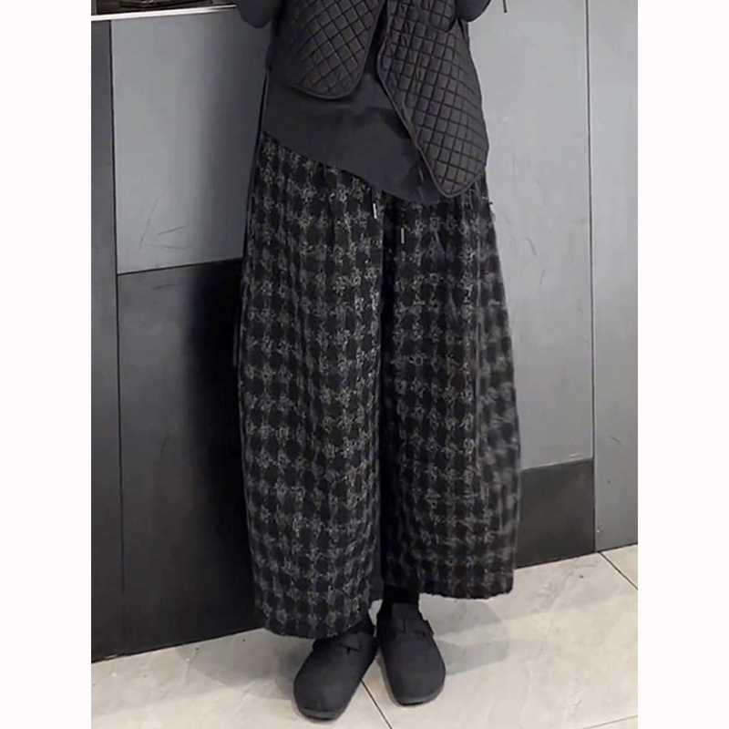 柄 パンツ 秋冬新作 千鳥格子柄パンツ レディース 体型カバー