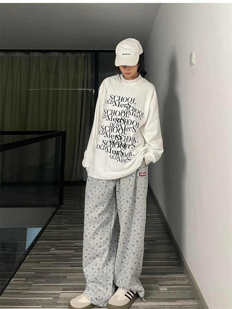 柄 パンツ 韓国風小花柄ワイドパンツゆったりおしゃれロングパンツ