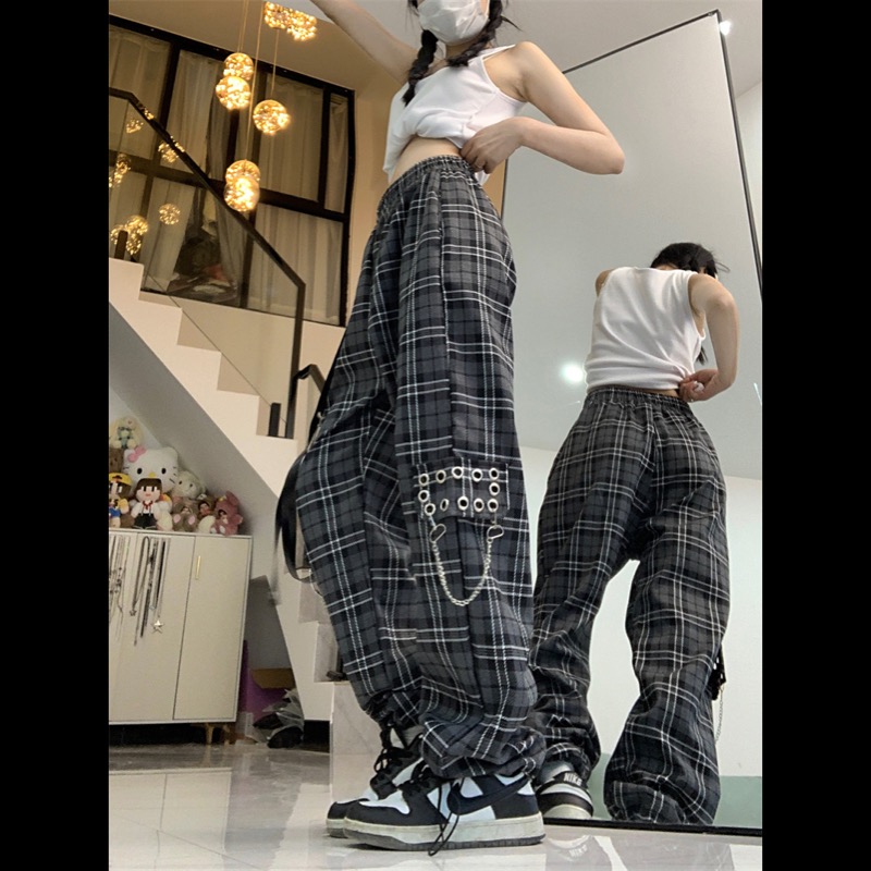 柄 パンツ チェック柄ワイドパンツ レディース ストレートボトムス