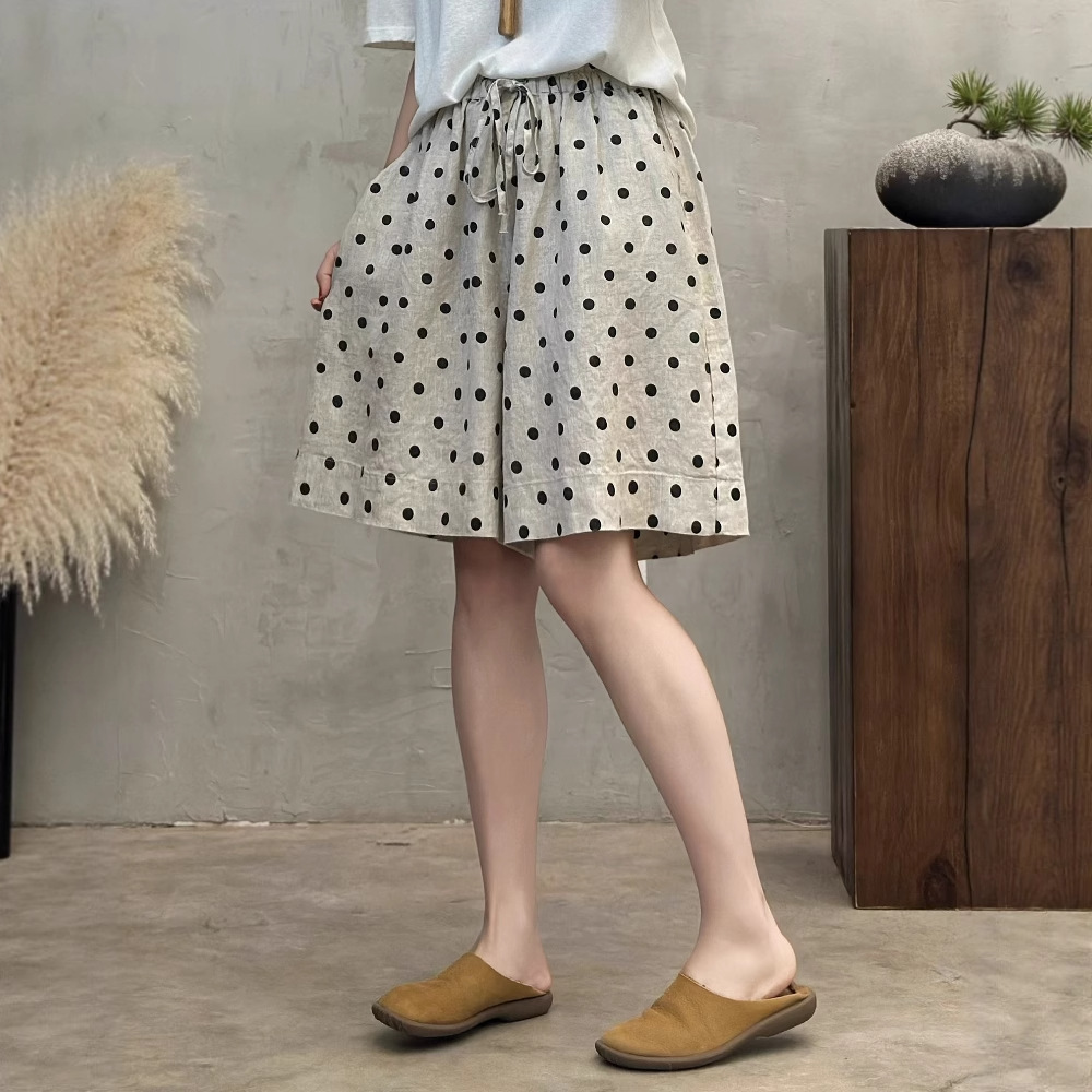 柄 パンツ なごみ水玉ふんわりキュロット