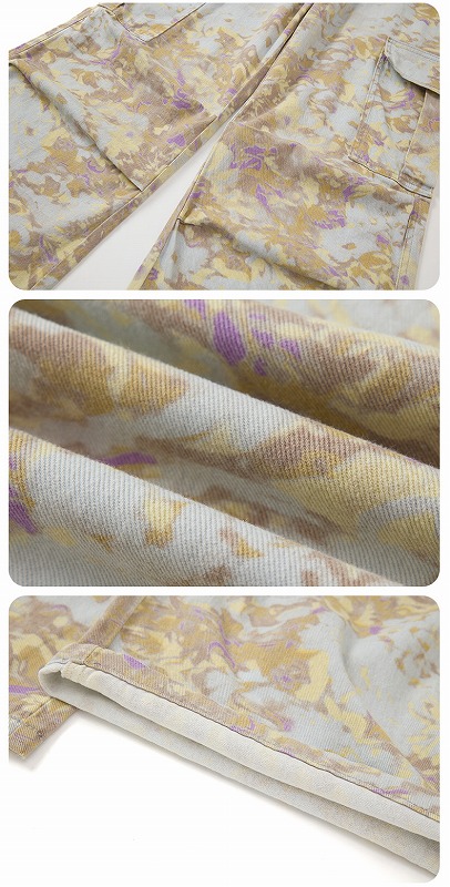 柄 パンツ 迷彩柄ワイドカーゴパンツ男女兼用ストリート