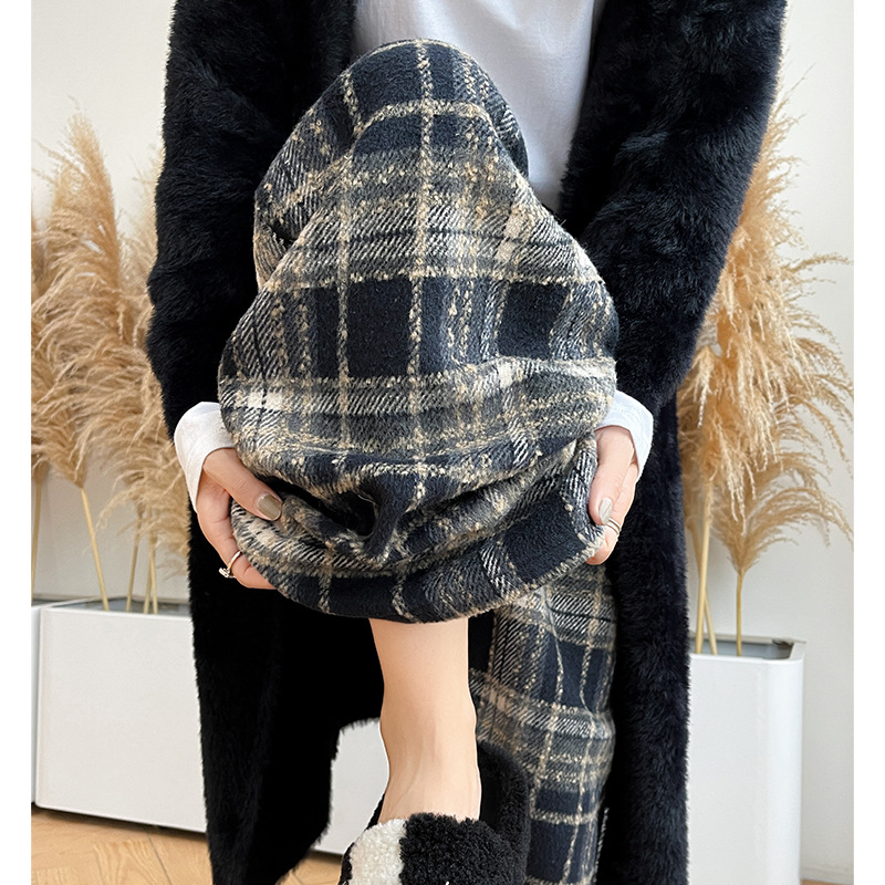 柄 パンツ レディースチェック柄ワイドパンツハイウエストロング丈