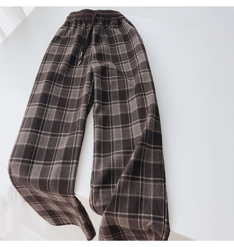 柄 パンツ レディース ハイウエスト ワイドパンツ チェック柄 着痩せ効果