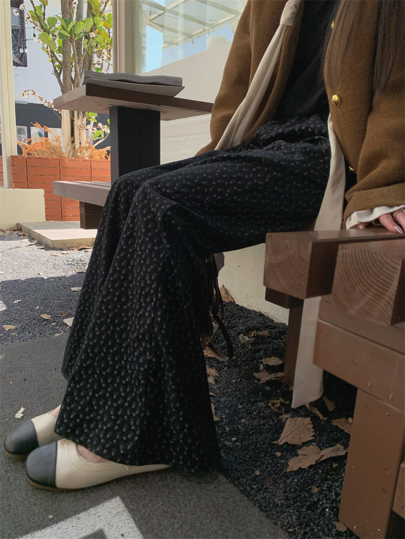 柄 パンツ 秋冬新作 ゆったり 小花柄 ロングパンツ