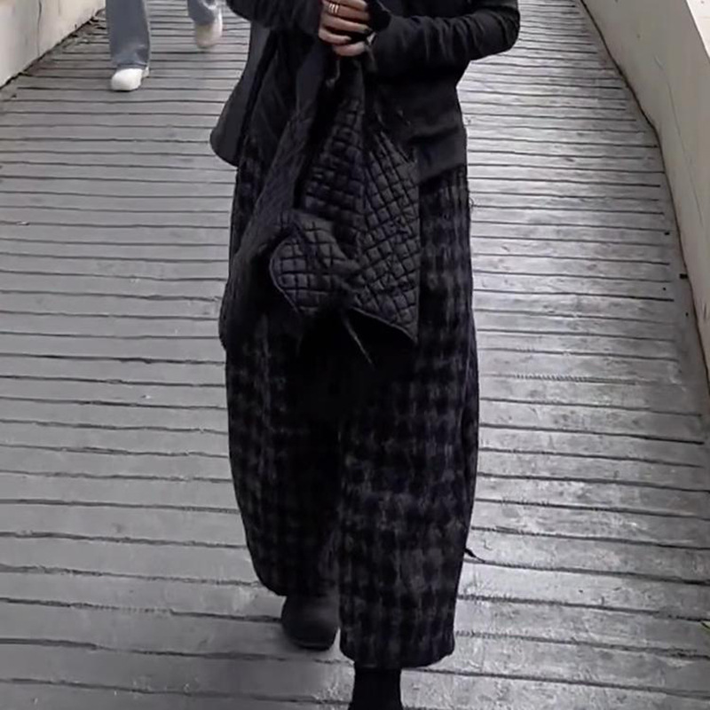 柄 パンツ 秋冬新作 千鳥格子柄パンツ レディース 体型カバー