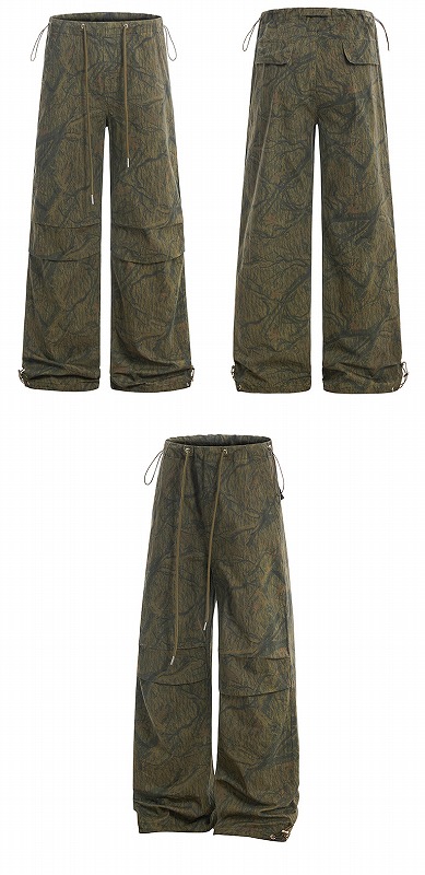 柄 パンツ 迷彩柄 ワイドパンツ 男女兼用 ストリート系 ボトムス