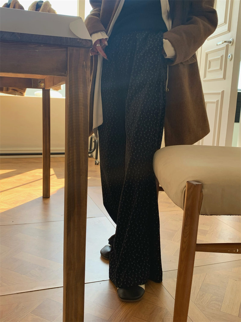 柄 パンツ 秋冬新作 ゆったり 小花柄 ロングパンツ