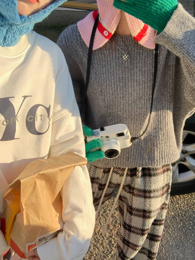 柄 パンツ 韓国風レトロチェック柄ゆったりカジュアルパンツ