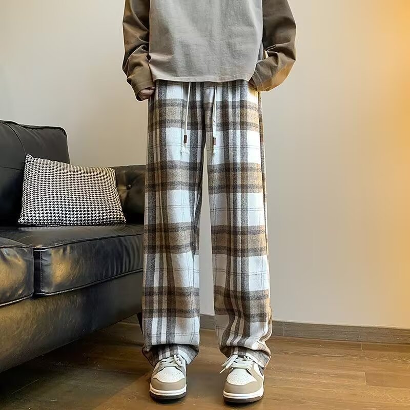 柄 パンツ 格子柄あったかリラックスパンツ