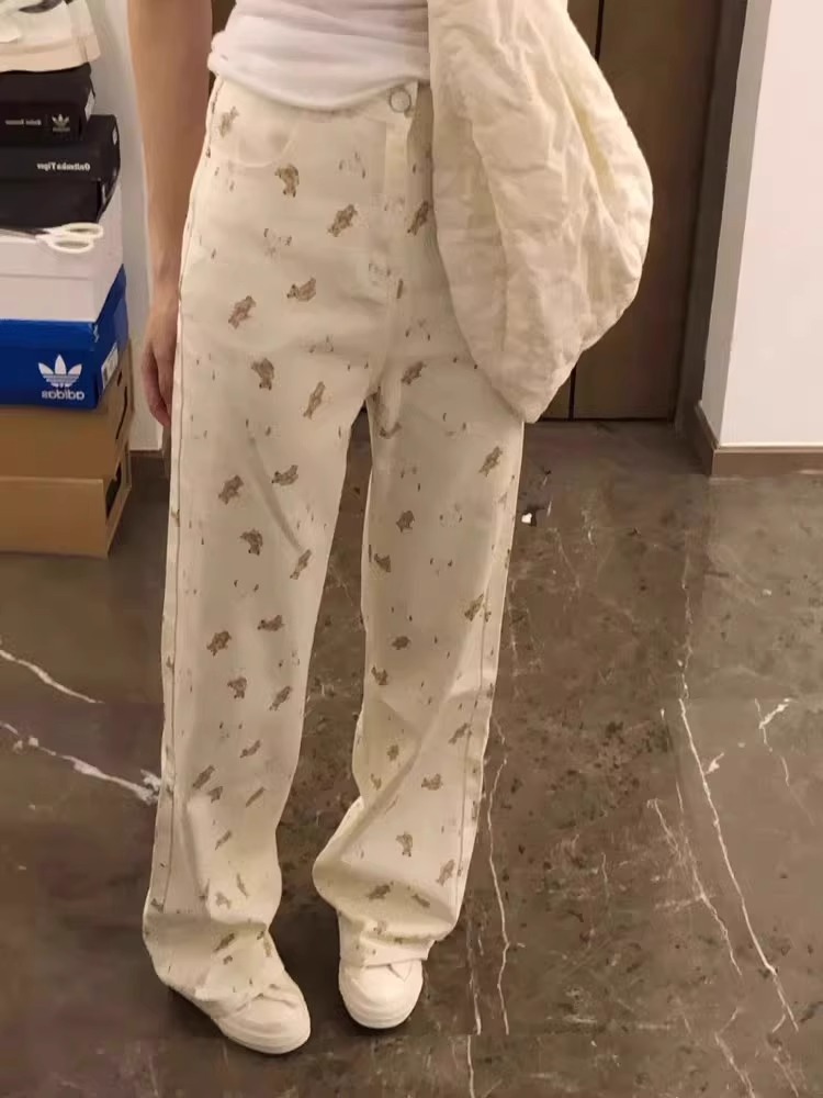 柄 パンツ 愛らしいわんこ柄ゆったりパンツ