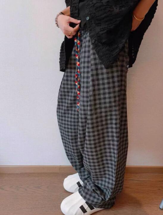 柄 パンツ 2025年春夏メンズチェック柄パンツヴィンテージ風