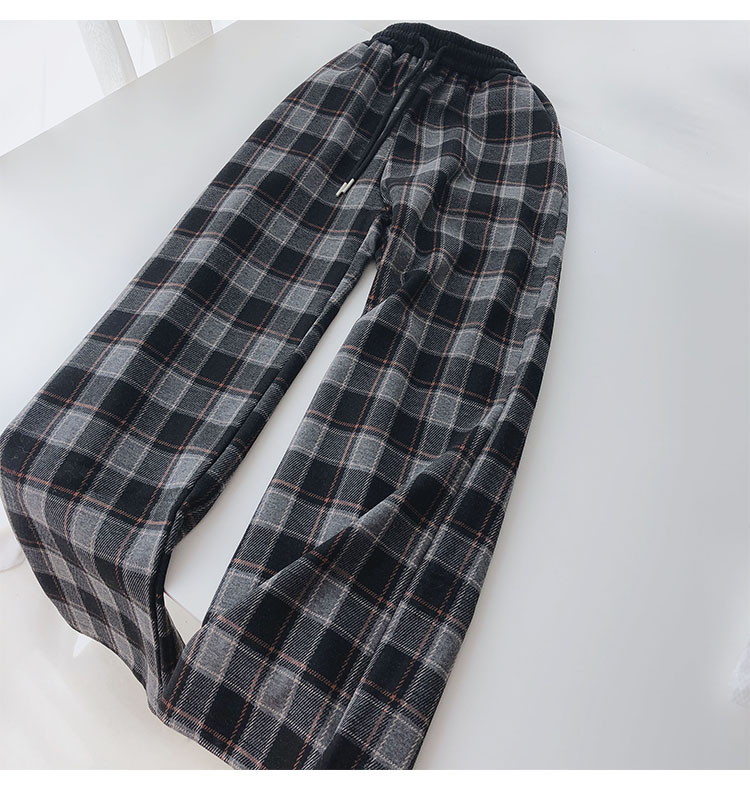 柄 パンツ レディース ハイウエスト ワイドパンツ チェック柄 着痩せ効果