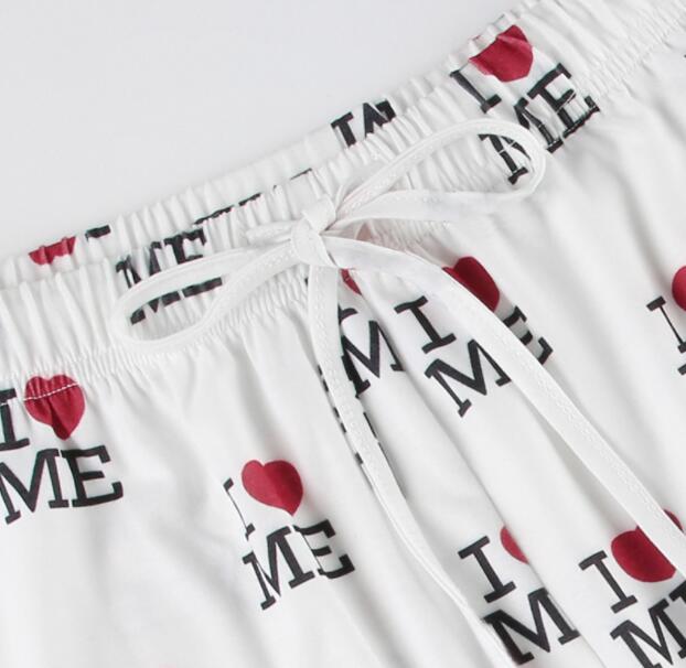 柄 パンツ ハート柄プリントワイドパンツ レディース