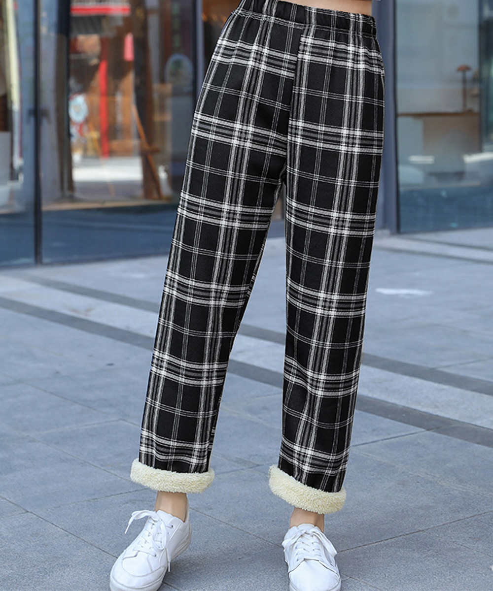 柄 パンツ 裏起毛チェック柄パンツ 防寒あったかボトムス