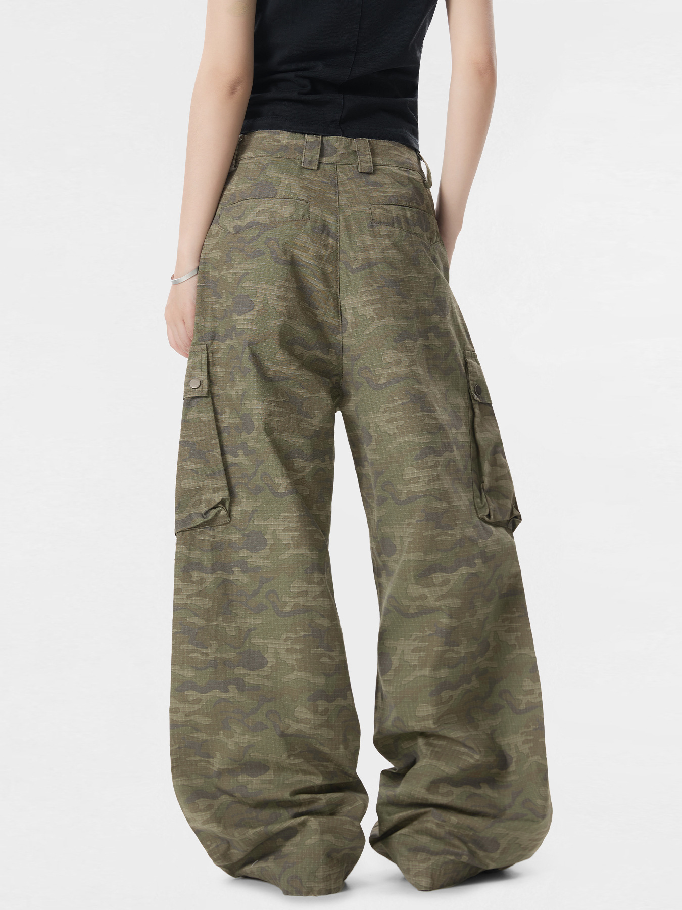 柄 パンツ 迷彩柄 カーゴパンツ 男女兼用 ワイドシルエット ボトムス