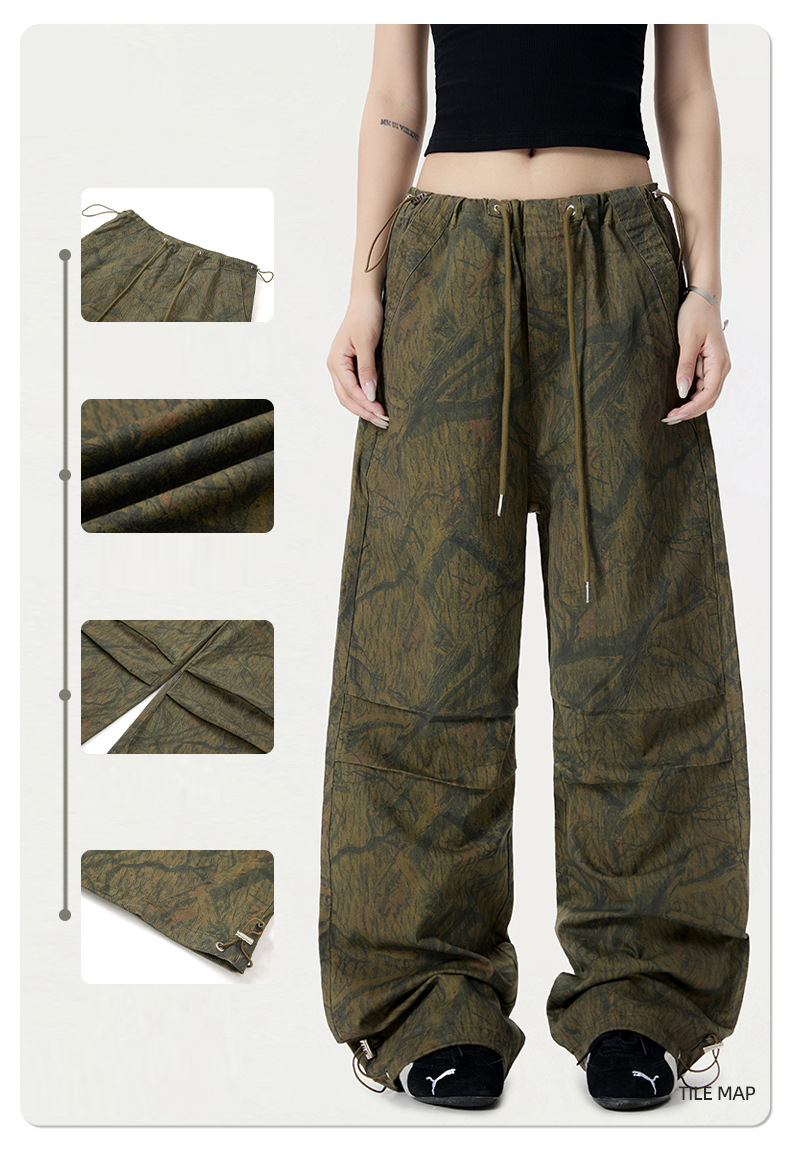 柄 パンツ 迷彩柄 ワイドパンツ 男女兼用 ストリート系 ボトムス