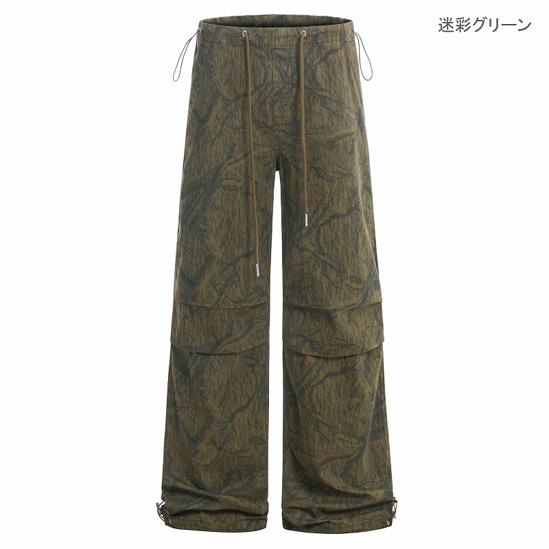柄 パンツ 迷彩柄 ワイドパンツ 男女兼用 ストリート系 ボトムス