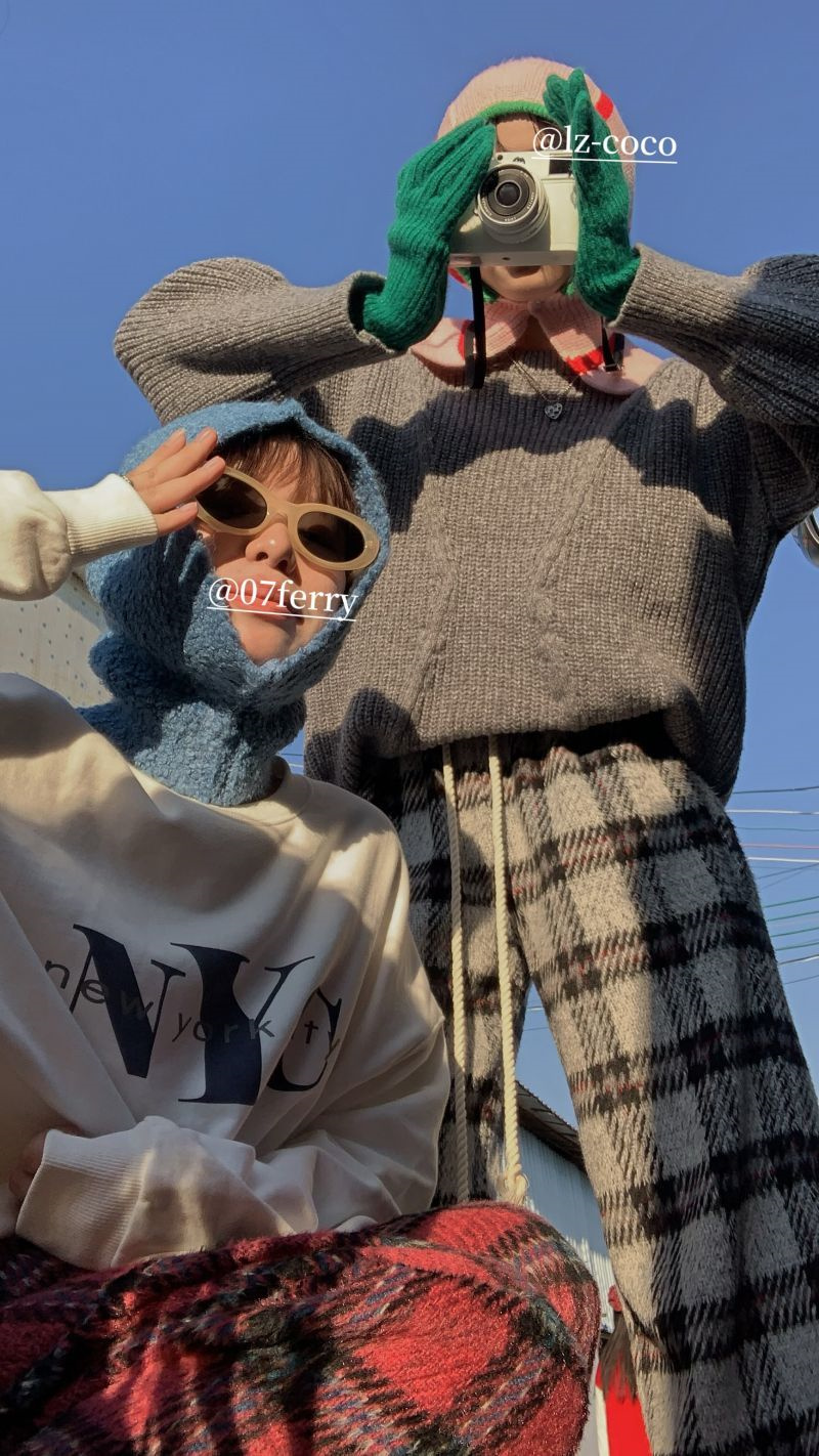 柄 パンツ 韓国風レトロチェック柄ゆったりカジュアルパンツ