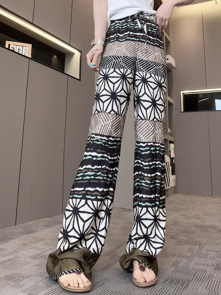 柄 パンツ 麗華模様ワイドパンツ