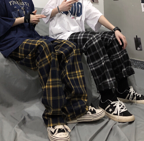 柄 パンツ レトロチェック柄パンツ 男女兼用ボトムス