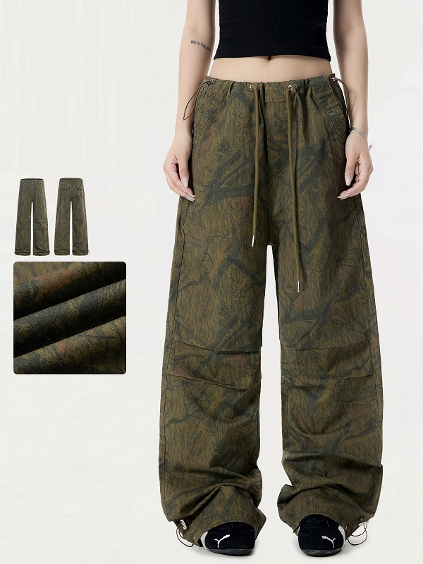 柄 パンツ 迷彩柄 ワイドパンツ 男女兼用 ストリート系 ボトムス