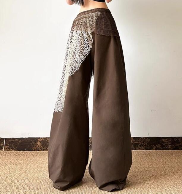 柄 パンツ レトロ風 レオパード柄 ワイドパンツ 女性用 薄手