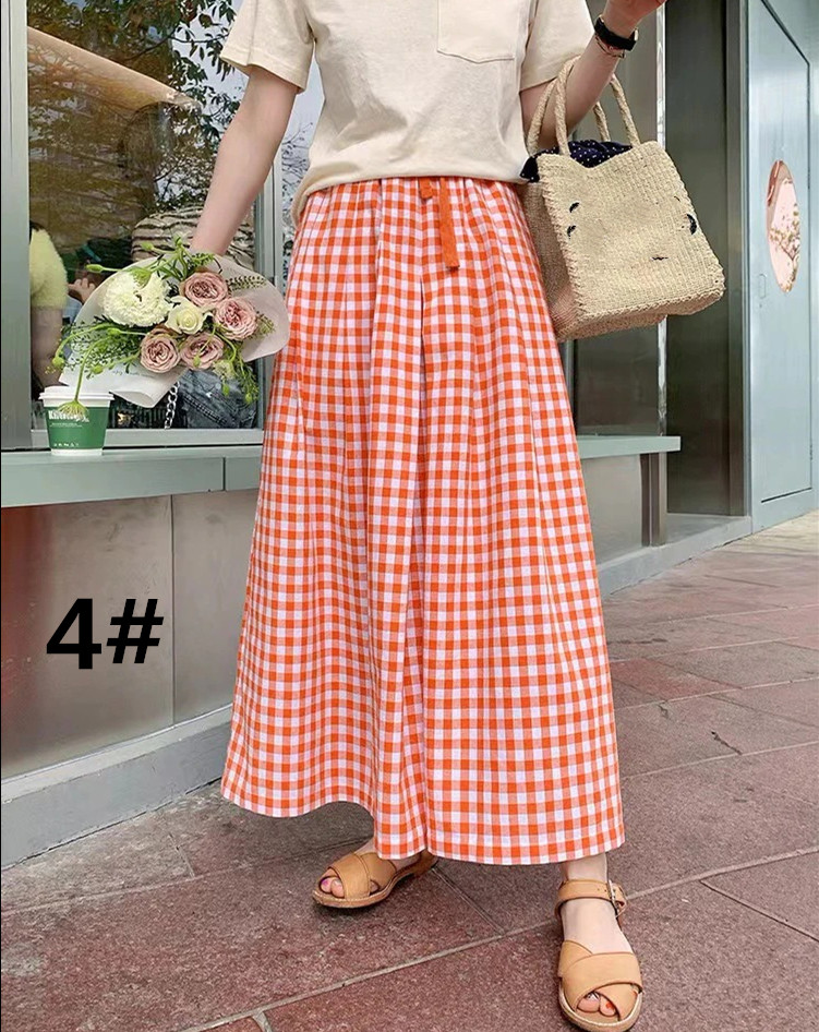 柄 パンツ 二〇二五年新作チェック柄ワイドパンツ女性用ハイウエスト