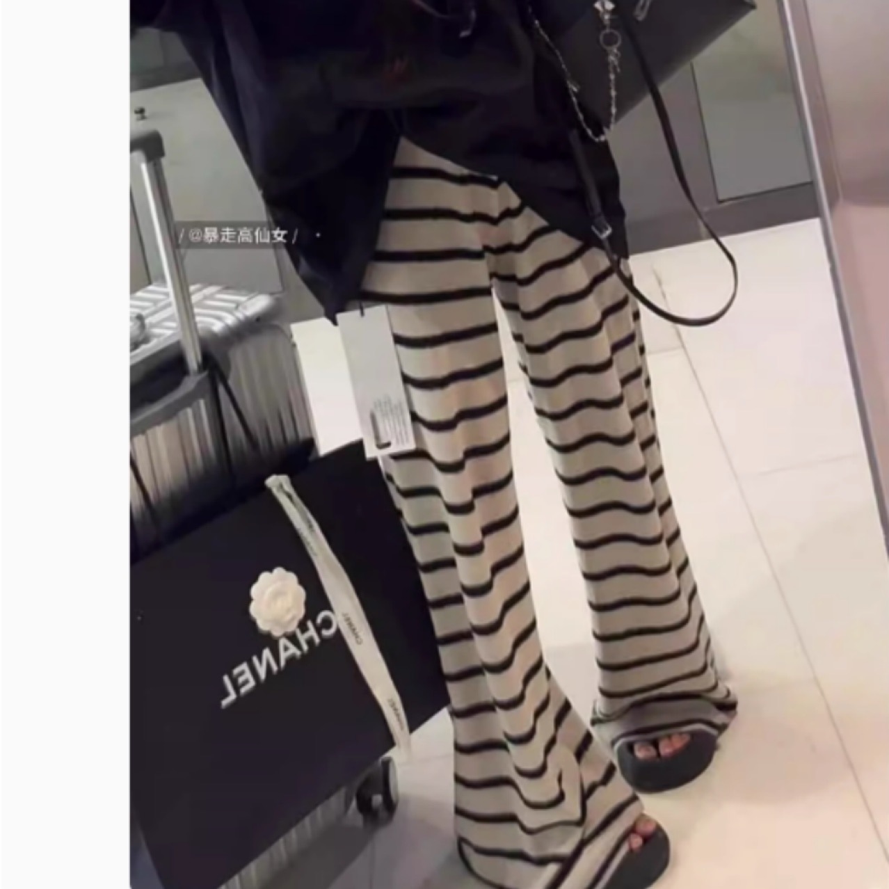 柄 パンツ リラックスマリンワイドパンツ