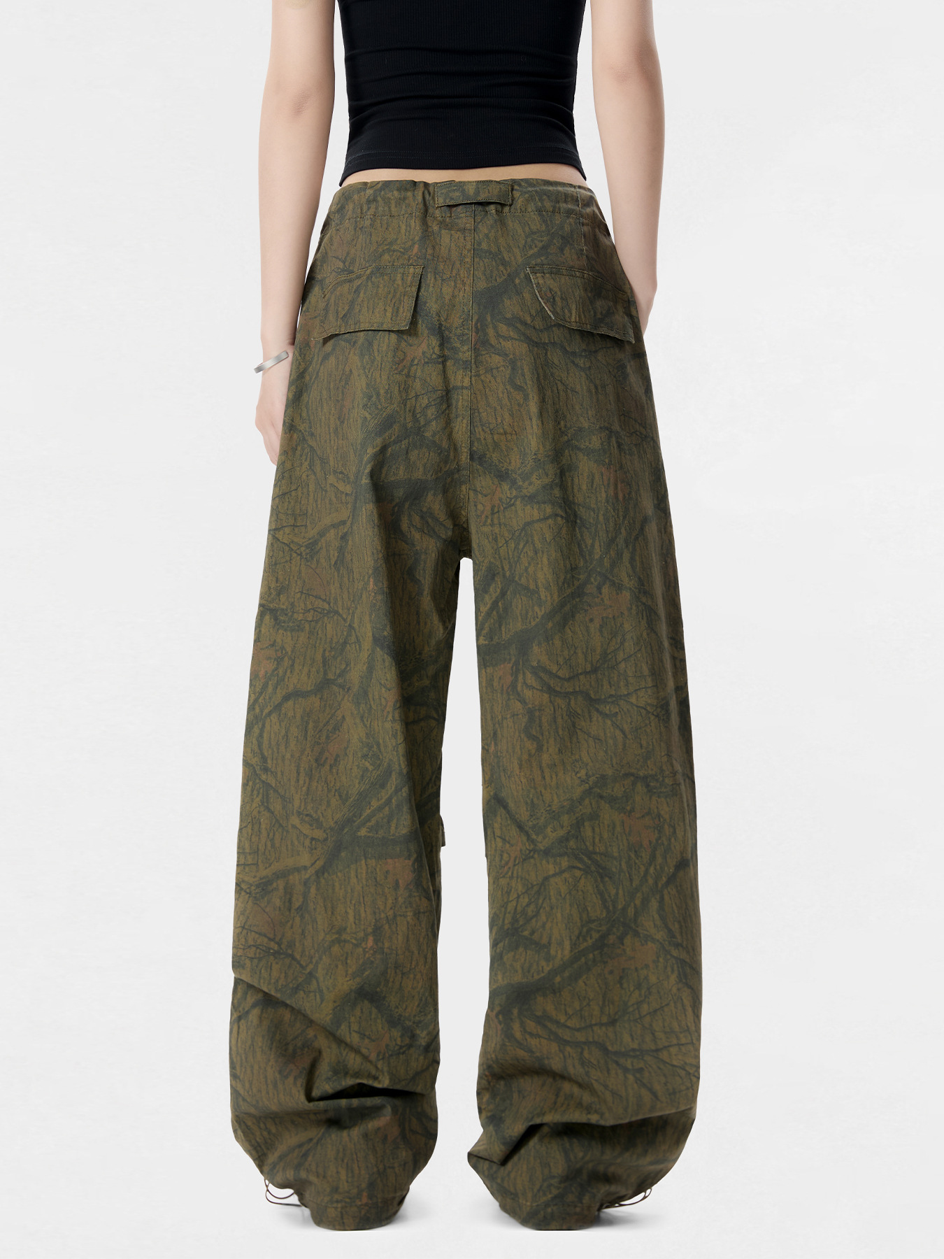 柄 パンツ 迷彩柄 ワイドパンツ 男女兼用 ストリート系 ボトムス