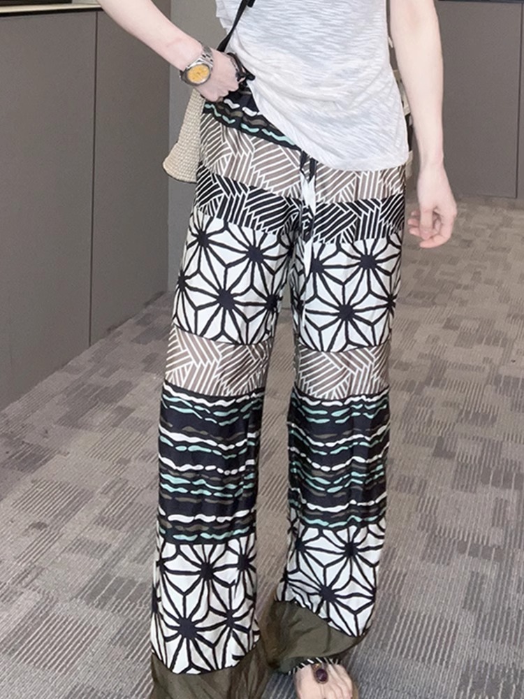 柄 パンツ 麗華模様ワイドパンツ