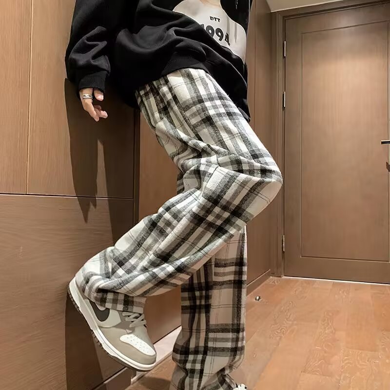 柄 パンツ 格子柄あったかリラックスパンツ