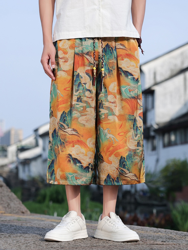 柄 パンツ 龍波濤 和風ワイドパンツ