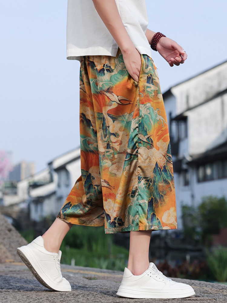 柄 パンツ 龍波濤 和風ワイドパンツ