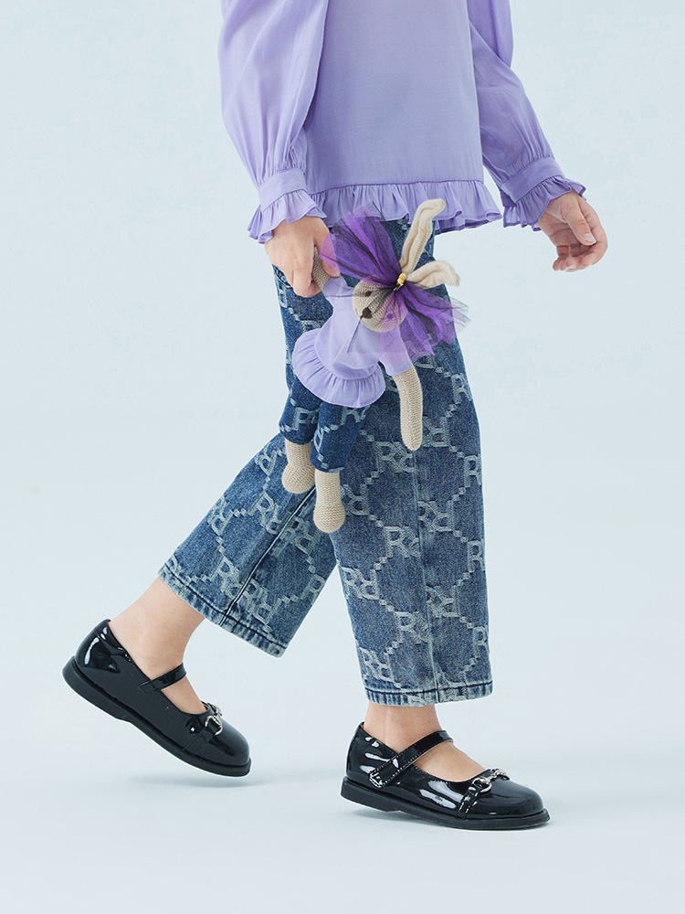 柄 パンツ モノグラム風ワイドデニム