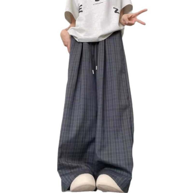 柄 パンツ 格子柄ワイドシルエットパンツ