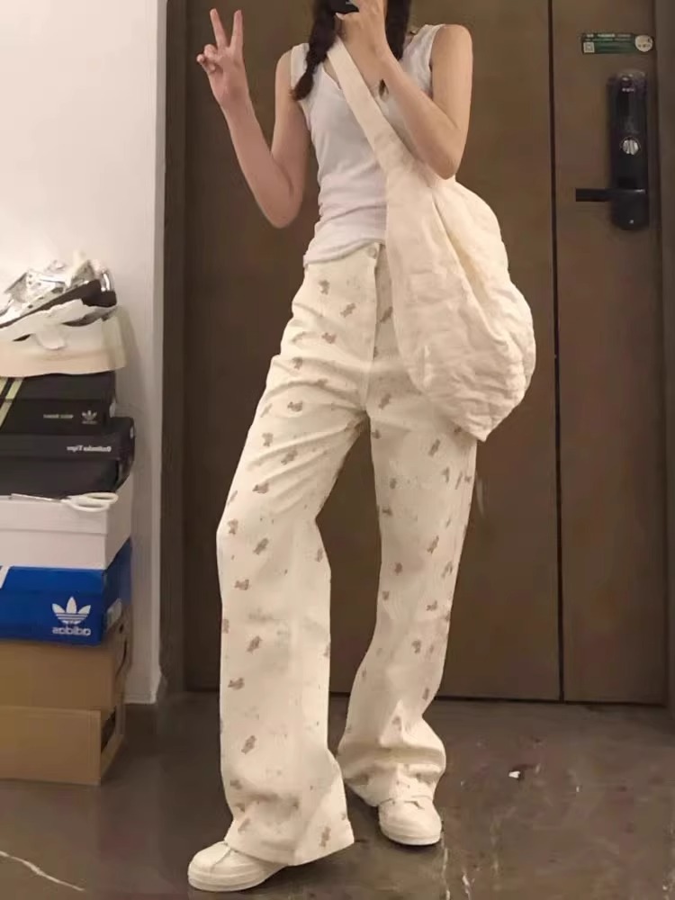 柄 パンツ 愛らしいわんこ柄ゆったりパンツ