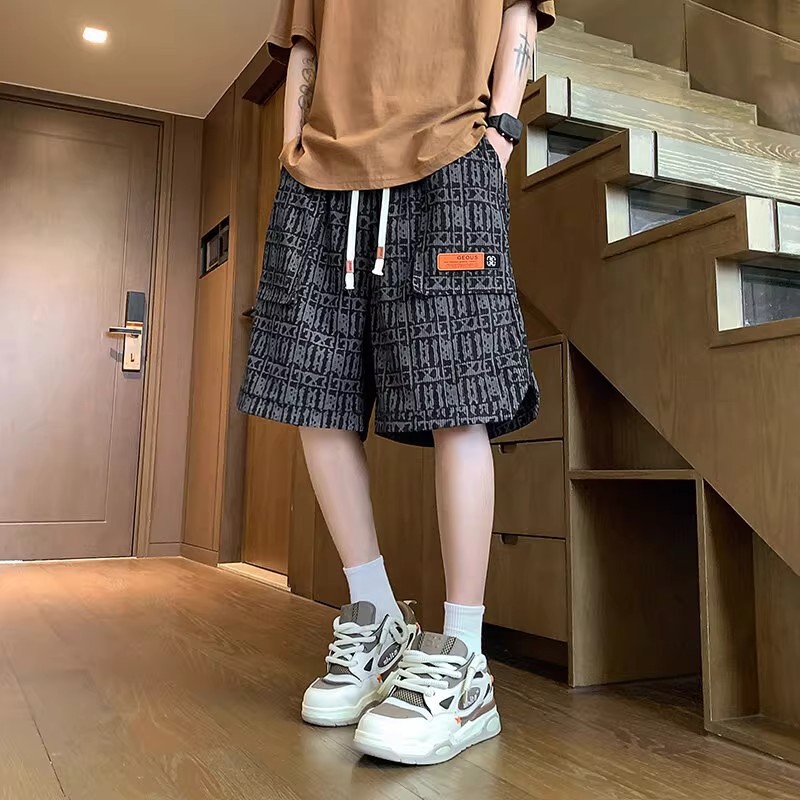 柄 パンツ 幾何学迷路ペイズリーハーフパンツ