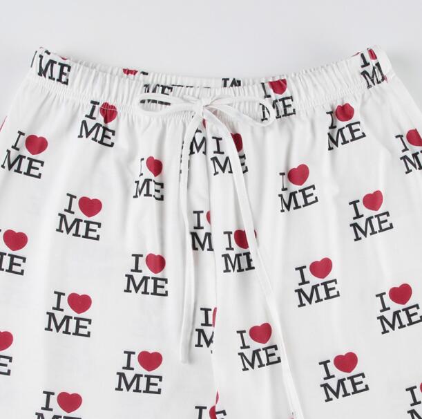 柄 パンツ ハート柄プリントワイドパンツ レディース