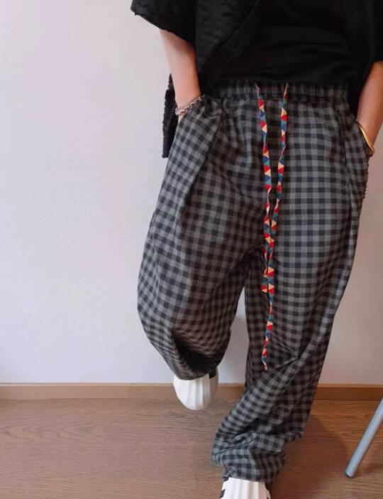 柄 パンツ 2025年春夏メンズチェック柄パンツヴィンテージ風