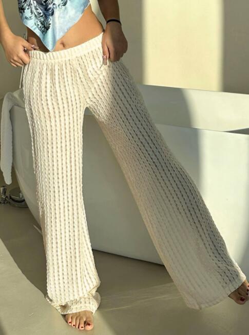 柄 パンツ ストライプ柄パンツ レディース ワイドズボン