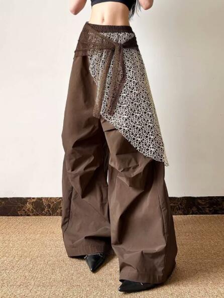 柄 パンツ レトロ風 レオパード柄 ワイドパンツ 女性用 薄手