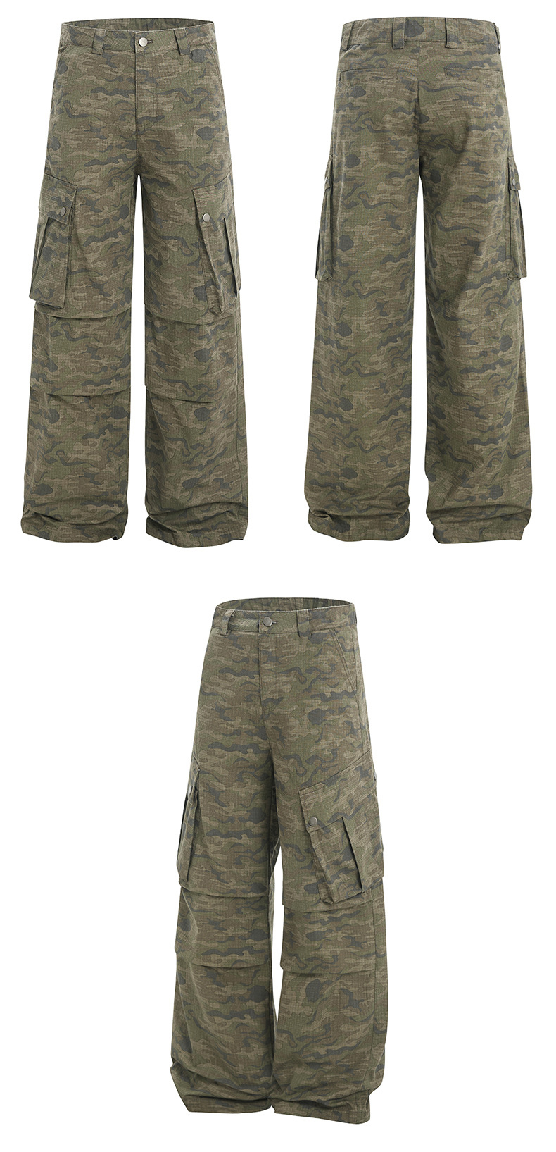 柄 パンツ 迷彩柄 カーゴパンツ 男女兼用 ワイドシルエット ボトムス