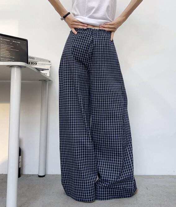 柄 パンツ チェック柄ワイドパンツ ゆったりカジュアル