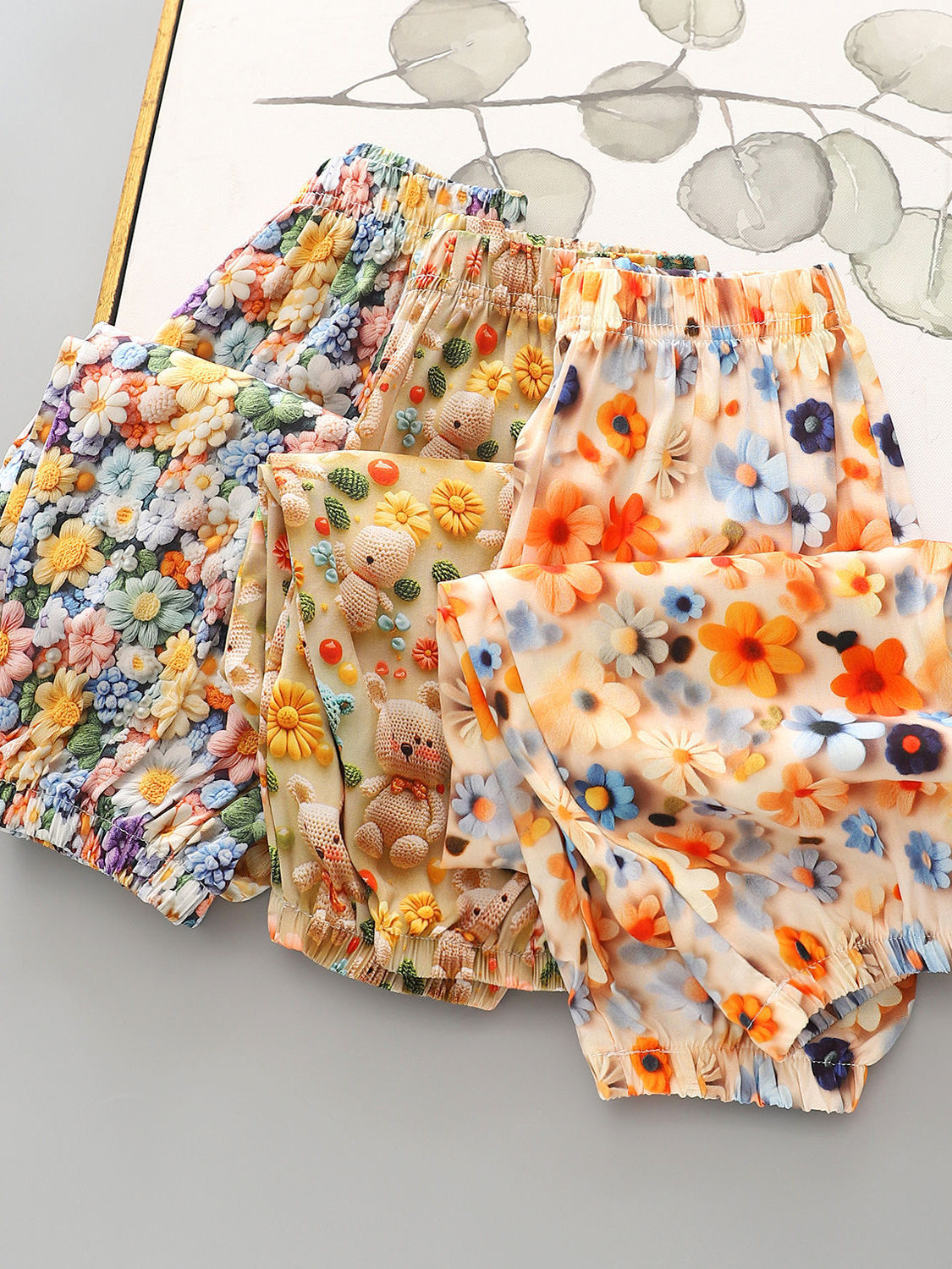 柄 パンツ 立体刺繍の花園ブルマパンツ