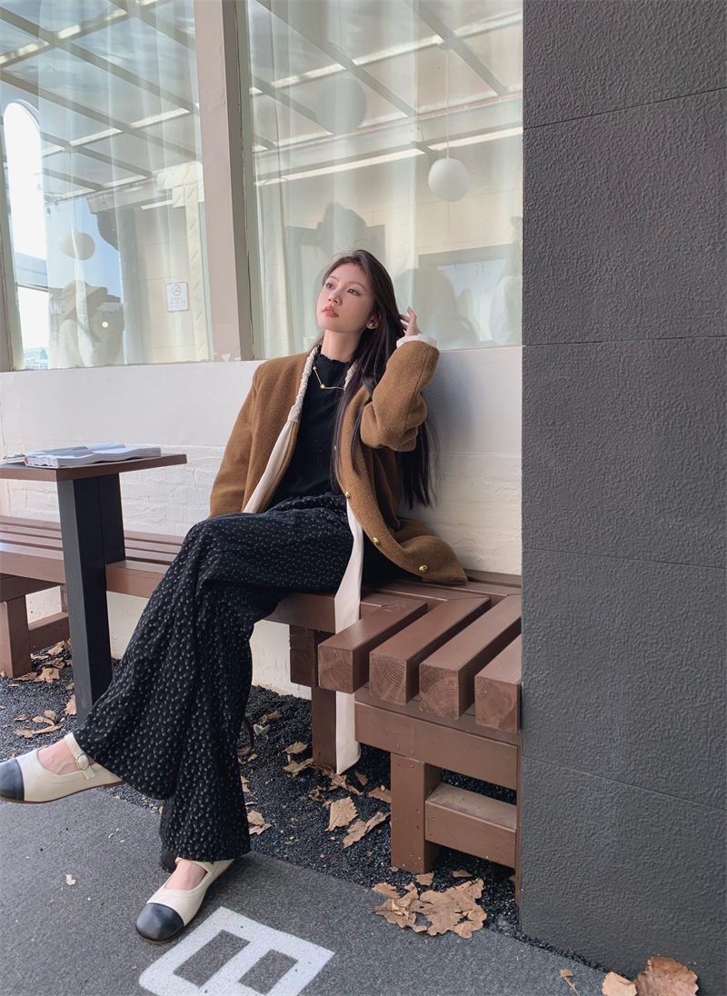 柄 パンツ 秋冬新作 ゆったり 小花柄 ロングパンツ