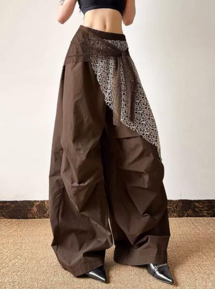 柄 パンツ レトロ風 レオパード柄 ワイドパンツ 女性用 薄手