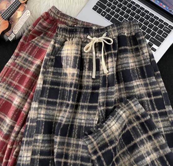 柄 パンツ 秋冬チェック柄パンツ暖かボトムス